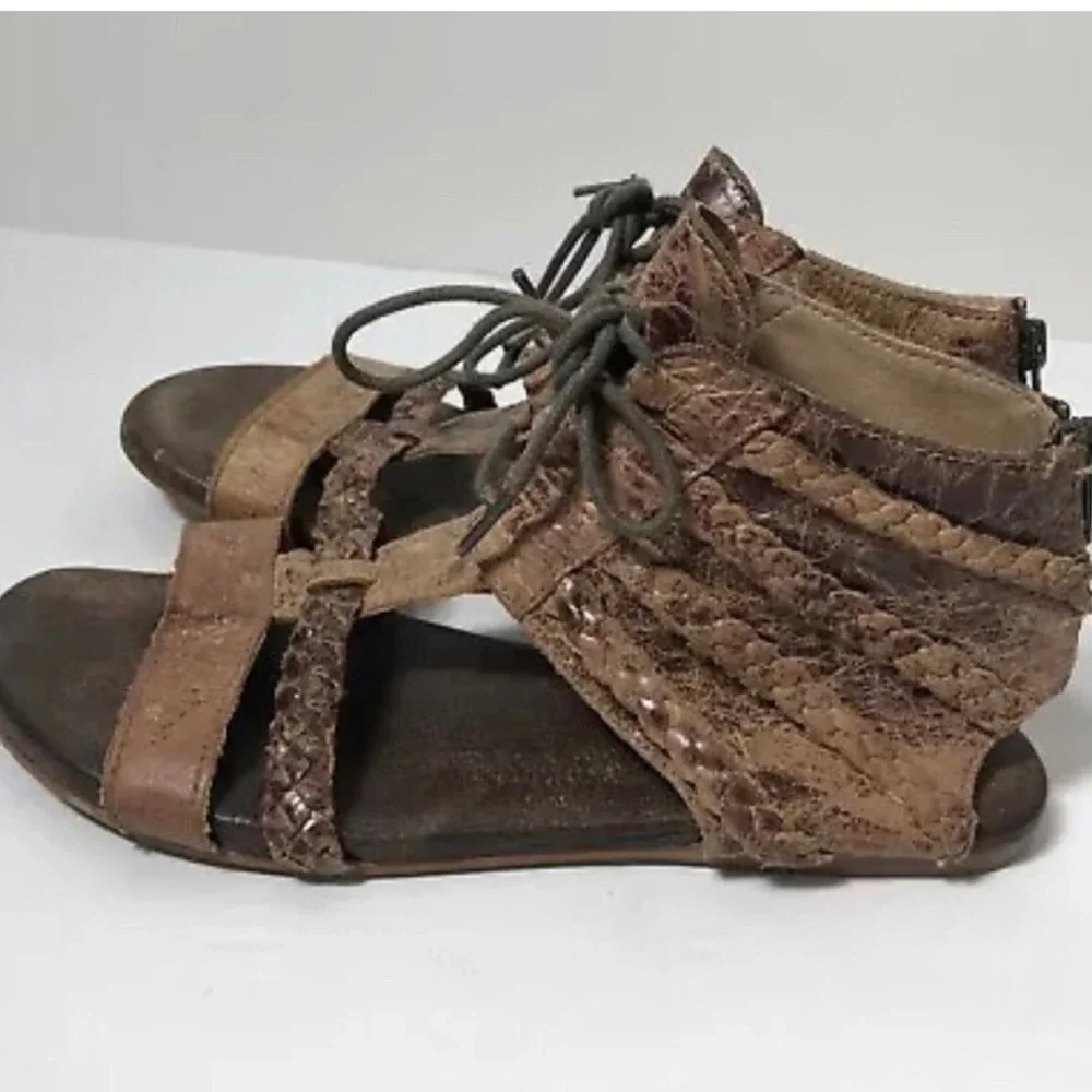 Roan leather brown stewpot lace up sandals. - Picture 2 of 6